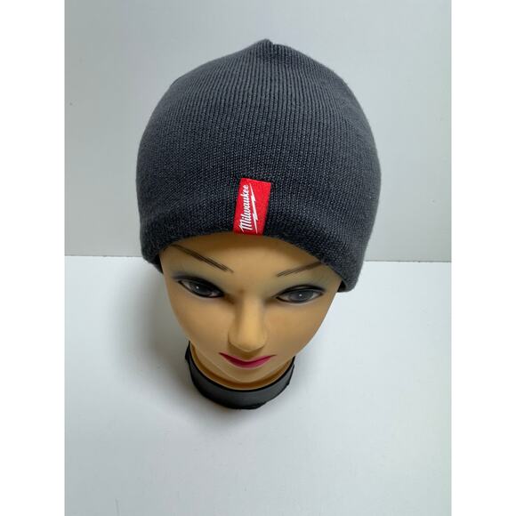 Milwaukee Lined Beanie One Size Gray Fleece Lined Tool Dad M7516 Hat Outdoors - Picture 4 of 7